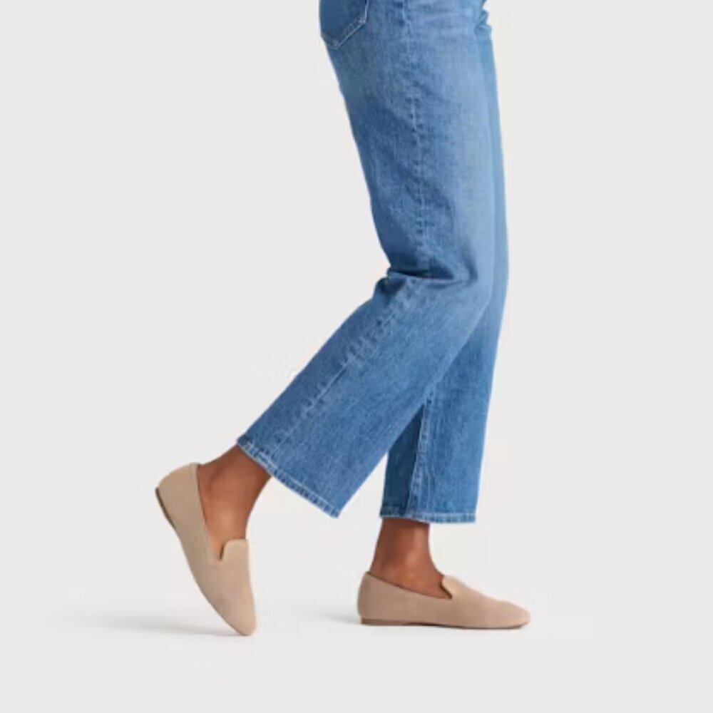 Birdies The Starling Smoking Slipper Latte Suede Stylish Loafer Size 7.5